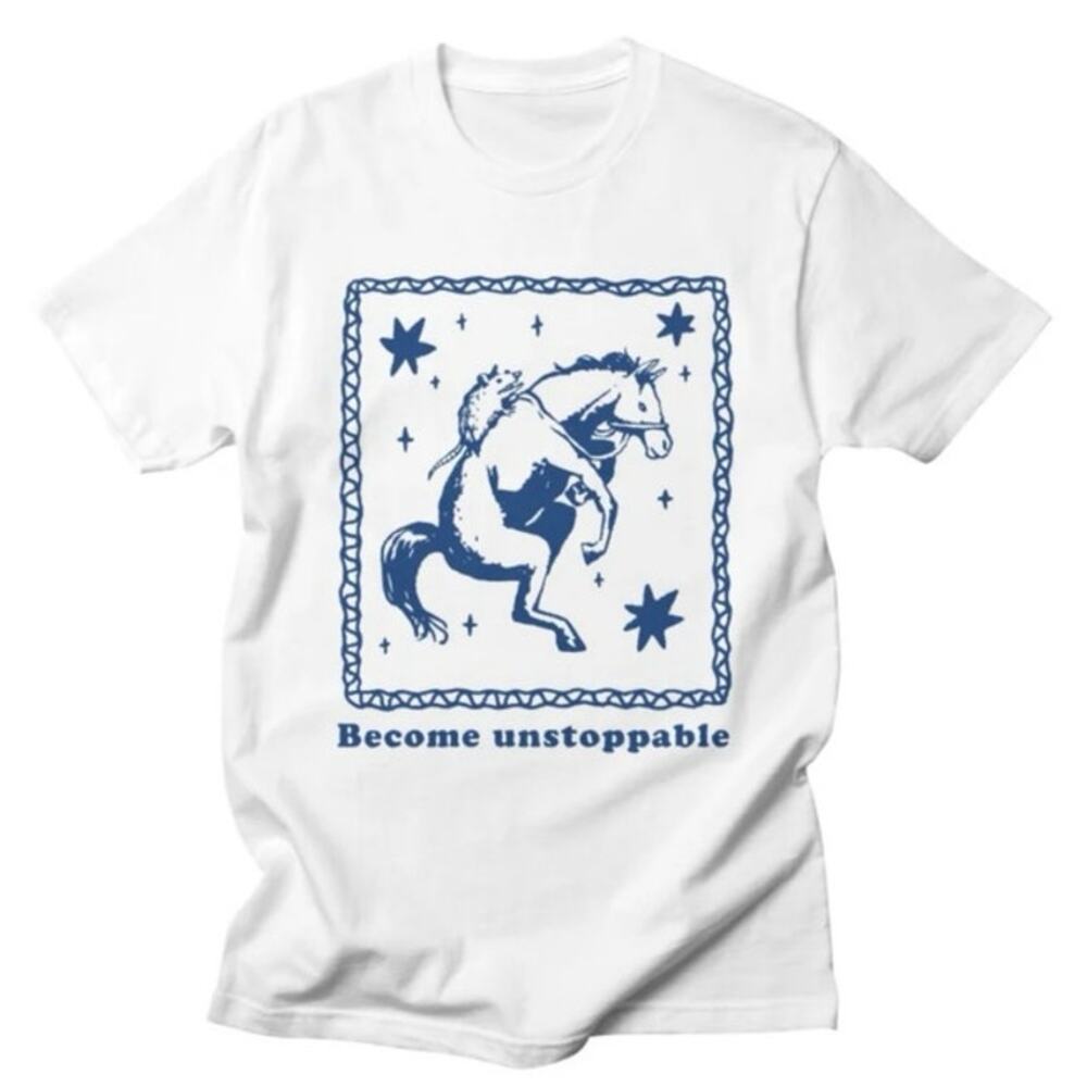 THREADLESS Become Unstoppable Opossum Riding Horse Tee Size XL New with Tag